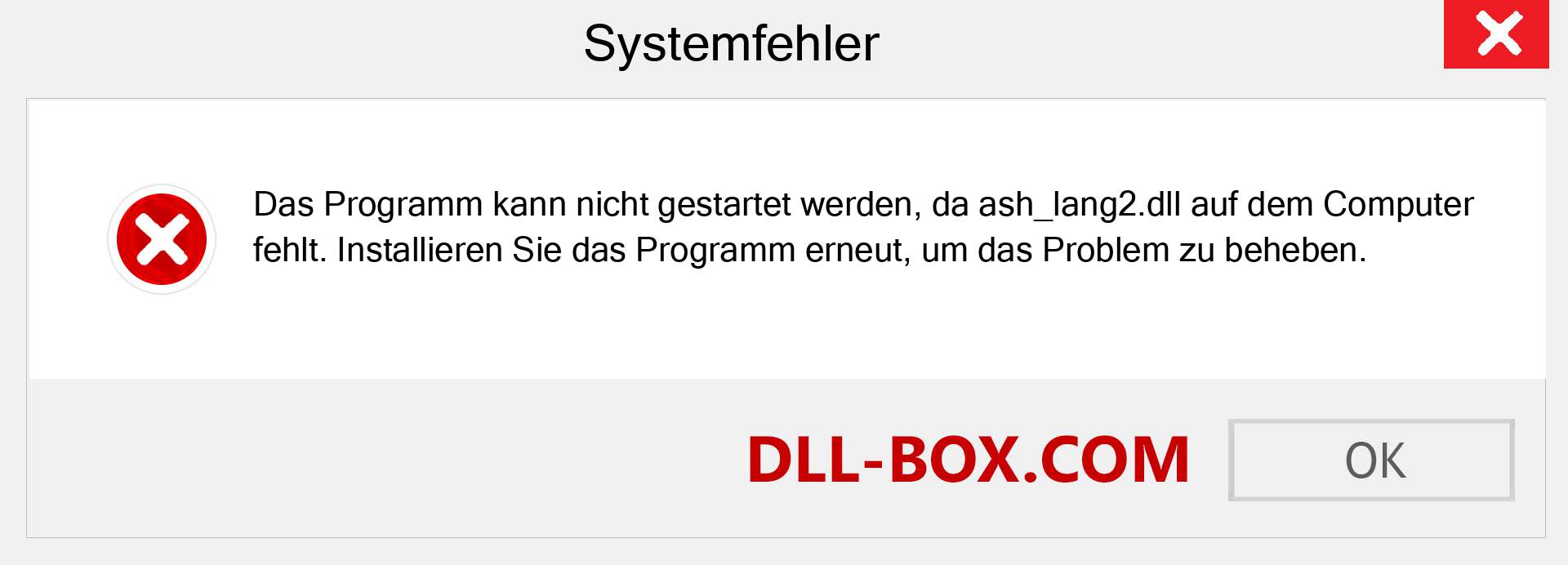 ash_lang2.dll-Datei fehlt?. Download für Windows 7, 8, 10 - Fix ash_lang2 dll Missing Error unter Windows, Fotos, Bildern