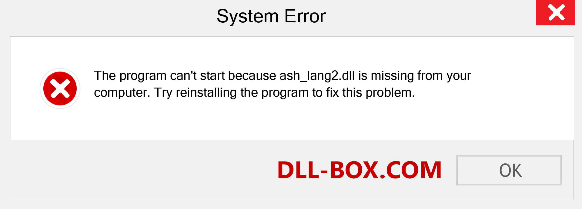  ash_lang2.dll file is missing?. Download for Windows 7, 8, 10 - Fix  ash_lang2 dll Missing Error on Windows, photos, images